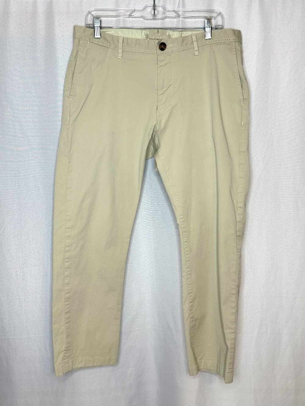 Proper Cloth Women’s Twill Cotton Chinos Size 34 Minimalist Preppy Classic Beige